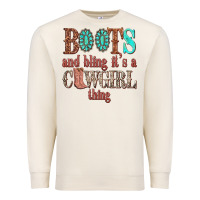 Sandshell boots and bling its a cowgirl thing Premium Sweatshirt - texasbilliewilder