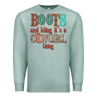 Seafoam boots and bling its a cowgirl thing Premium Sweatshirt - texasbilliewilder