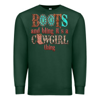 Sports Green boots and bling its a cowgirl thing Premium Sweatshirt - texasbilliewilder