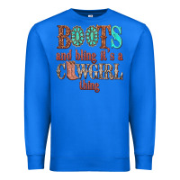 True Royal boots and bling its a cowgirl thing Premium Sweatshirt - texasbilliewilder