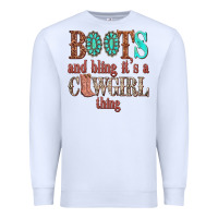 White boots and bling its a cowgirl thing Premium Sweatshirt - texasbilliewilder
