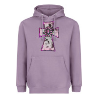 Lavender Cowhide Pink Gemstone Cross Heavyweight Hoodie - RanaPortraitStore