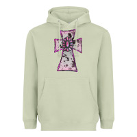 Matcha Cowhide Pink Gemstone Cross Heavyweight Hoodie - RanaPortraitStore