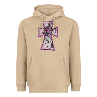 Cowhide Pink Gemstone Cross Heavyweight Hoodie | Teevron