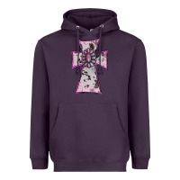 Plum Cowhide Pink Gemstone Cross Heavyweight Hoodie - RanaPortraitStore