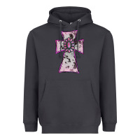 Smoke Cowhide Pink Gemstone Cross Heavyweight Hoodie - RanaPortraitStore