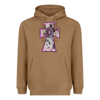 Toasted Coconut Cowhide Pink Gemstone Cross Heavyweight Hoodie - RanaPortraitStore