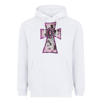 White Cowhide Pink Gemstone Cross Heavyweight Hoodie - RanaPortraitStore