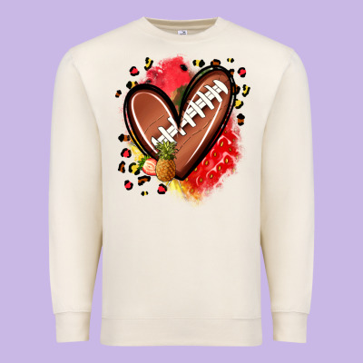 Fruits And Football Heart Premium Sweatshirt Designed By Zillion Design Studio