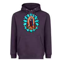 Plum Gemstone Lady Of Guadalupe Heavyweight Hoodie - RanaPortraitStore