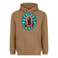 Toasted Coconut Gemstone Lady Of Guadalupe Heavyweight Hoodie - RanaPortraitStore