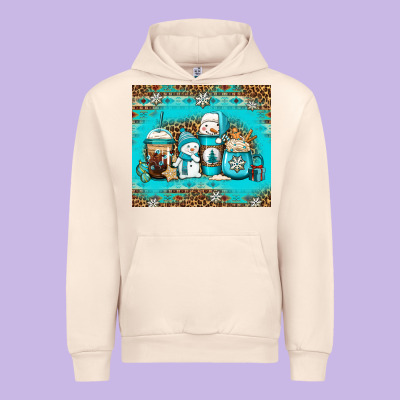 Winter Snowman Coffee Urban Hoodie Designed By Jasminsmagicworld
