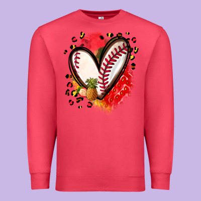 Fruits And Baseball Heart Premium Sweatshirt Designed By Zillion Design Studio