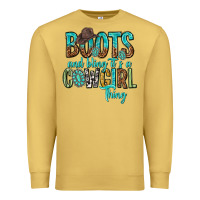 Antique Gold boots and bling its a cowgirl thing Premium Sweatshirt - texasbilliewilder