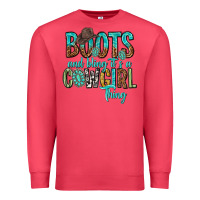 Cardinal boots and bling its a cowgirl thing Premium Sweatshirt - texasbilliewilder