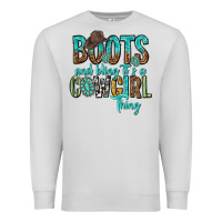 Dove Grey boots and bling its a cowgirl thing Premium Sweatshirt - texasbilliewilder