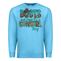Ocean Blue boots and bling its a cowgirl thing Premium Sweatshirt - texasbilliewilder