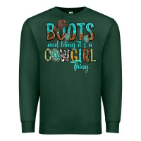 Sports Green boots and bling its a cowgirl thing Premium Sweatshirt - texasbilliewilder