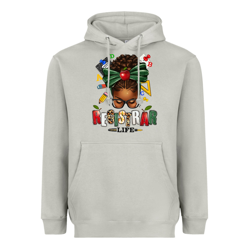 Registrar Life Afro Messy Bun Heavyweight Hoodie by texasbilliewilder | Teevron