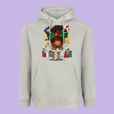 Registrar Life Afro Messy Bun Heavyweight Hoodie Designed By Texasbilliewilder