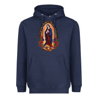 Navy Our Lady Of Guadalupe Heavyweight Hoodie - RanaPortraitStore