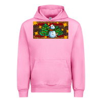 Fuchsia Pink christmas tree with snowman Urban Hoodie - AdoDesignShop