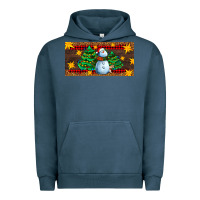 Pigment Midnight Navy christmas tree with snowman Urban Hoodie - AdoDesignShop