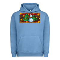 Pigment Pebble Blue christmas tree with snowman Urban Hoodie - AdoDesignShop