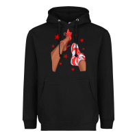 Black Bright Red Afro Girl Sneakers and Heels Heavyweight Hoodie - texasbilliewilder