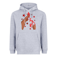 Heather Grey Bright Red Afro Girl Sneakers and Heels Heavyweight Hoodie - texasbilliewilder