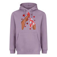 Lavender Bright Red Afro Girl Sneakers and Heels Heavyweight Hoodie - texasbilliewilder