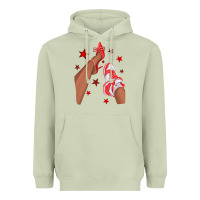 Matcha Bright Red Afro Girl Sneakers and Heels Heavyweight Hoodie - texasbilliewilder
