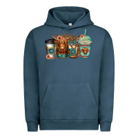 Pigment Midnight Navy serape floral longhaired cow coffee cups Urban Hoodie - Jasminsmagicworld