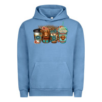Pigment Pebble Blue serape floral longhaired cow coffee cups Urban Hoodie - Jasminsmagicworld