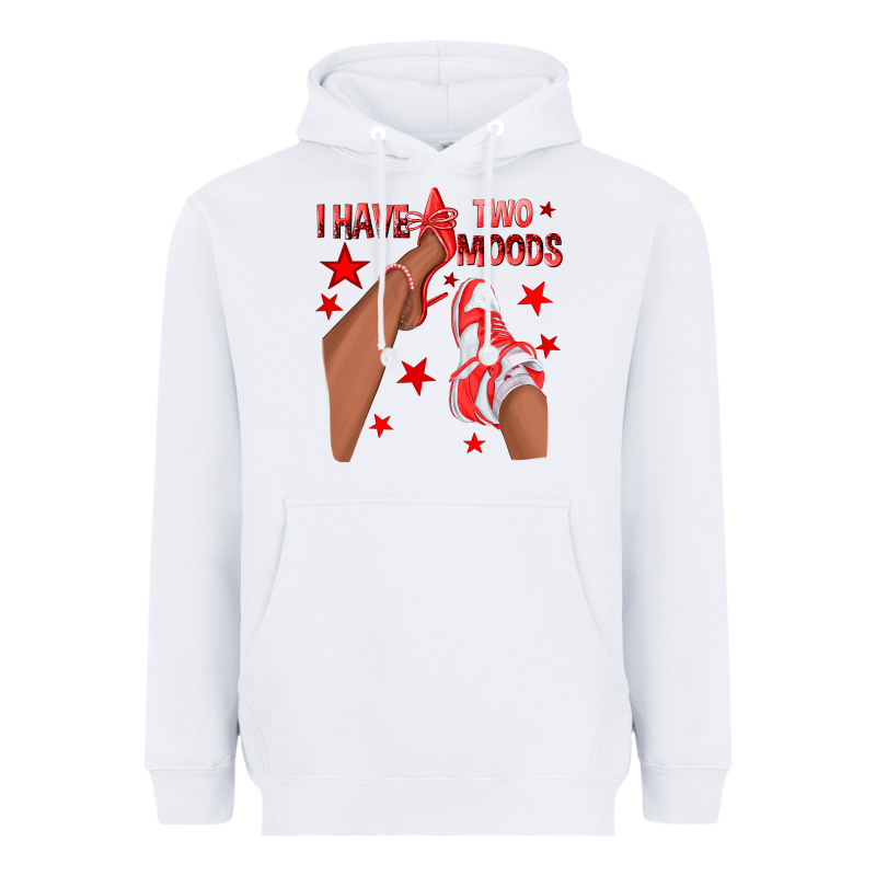 Bright Red I Have Two Moods Afro Girl Sneakers Heavyweight Hoodie by texasbilliewilder | Teevron