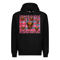 Black highland cow valentines Premium Hoodie - JahusDesignShop