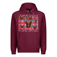 Burgundy highland cow valentines Premium Hoodie - JahusDesignShop