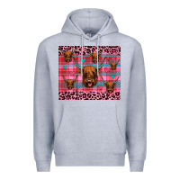 Heather Grey highland cow valentines Premium Hoodie - JahusDesignShop