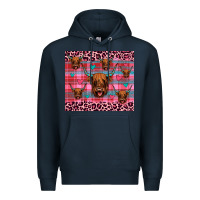 Navy highland cow valentines Premium Hoodie - JahusDesignShop