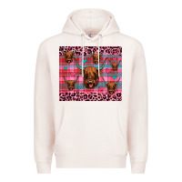 Pale Pink highland cow valentines Premium Hoodie - JahusDesignShop
