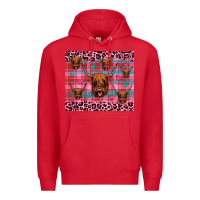 Red highland cow valentines Premium Hoodie - JahusDesignShop