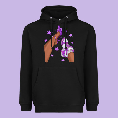 Purple Afro Girl Sneakers And Heels Heavyweight Hoodie Designed By Texasbilliewilder