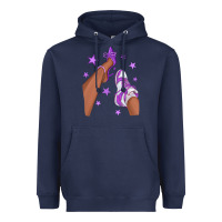 Navy Purple Afro Girl Sneakers and Heels Heavyweight Hoodie - texasbilliewilder