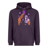 Plum Purple Afro Girl Sneakers and Heels Heavyweight Hoodie - texasbilliewilder