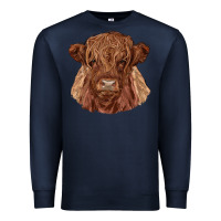 Navy highland cow Premium Sweatshirt - RanaPortraitStore