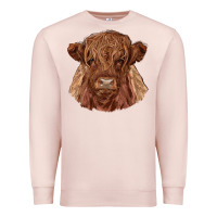 Pale Pink highland cow Premium Sweatshirt - RanaPortraitStore
