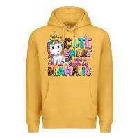 Mustard cute smart and a little bit dramatic unicorn Premium Hoodie - AdoDesignShop
