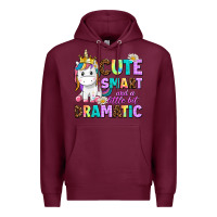 Burgundy cute smart and a little bit dramatic unicorn Premium Hoodie - AdoDesignShop
