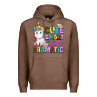 Chestnut cute smart and a little bit dramatic unicorn Premium Hoodie - AdoDesignShop