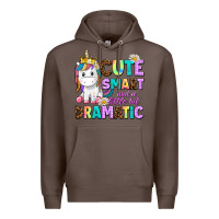 Coffee cute smart and a little bit dramatic unicorn Premium Hoodie - AdoDesignShop